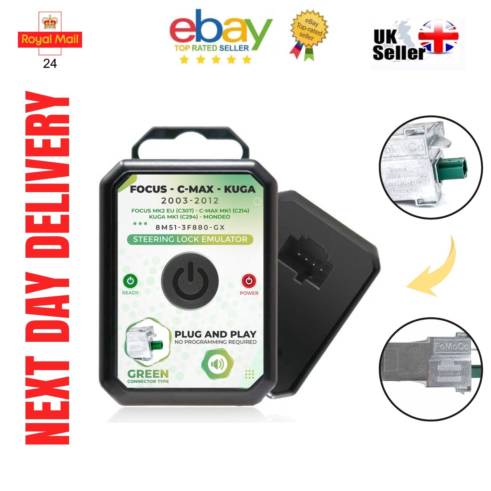 ESL ELV Steering Lock Emulator 8M51‑3F880‑GX For Ford Focus MK2 2004–2011 - Mat-Emulators